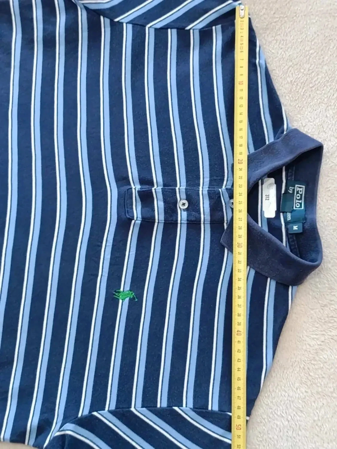 Polo Ralph Lauren marine met blauwe en witte strepen, groen geborduurd logo, maat M – photo 14
